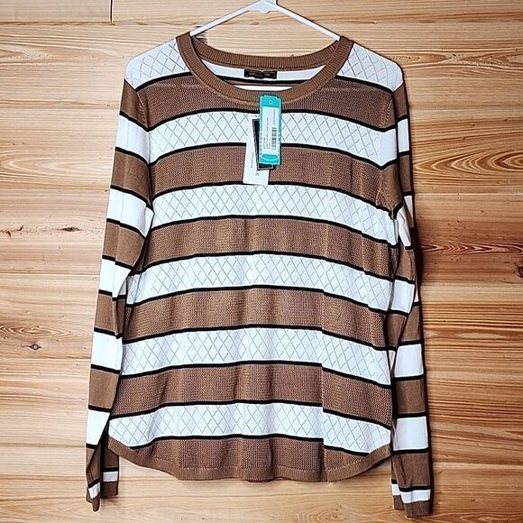 NWT LETY & ME Giada Pointelle Detail Sweater Size Large - Picture 2 of 6